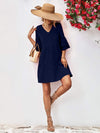 V-Neck Flare Sleeve Mini Dress Casual Dresses - Tophatter Daily Deals