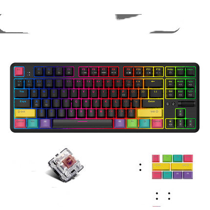 Blackmail k870t wireless Bluetooth wired dual mode mechanical keyboard 87 key RGB office game mobile phone tablet 2D 0 - Tophatter Daily Deals