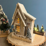 LED Snow-Covered Wooden Christmas House | Light Up Village House Ornament - 33cm Ornament - Tophatter Daily Deals