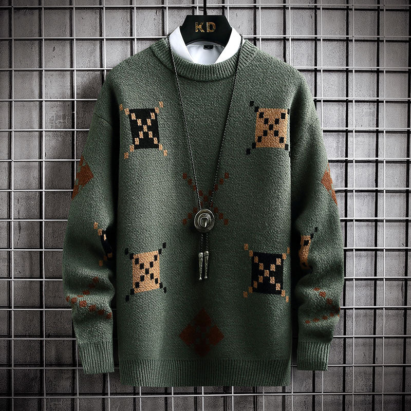 Warm Men's Half Turtleneck Sweater - Boxy Cut, Textured Knit 3D Changing Face Moving Picture Frame - Tophatter Daily Deals