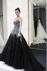 Black Wedding New Bride Big Train Main Yarn Dress 0 - Tophatter Daily Deals