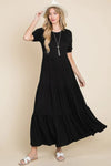 BOMBOM Short Sleeve Tiered Maxi Dress Casual Dresses - Tophatter Daily Deals