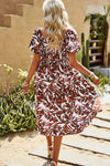 Floral Square Neck Tiered Midi Dress Casual Dresses - Tophatter Daily Deals