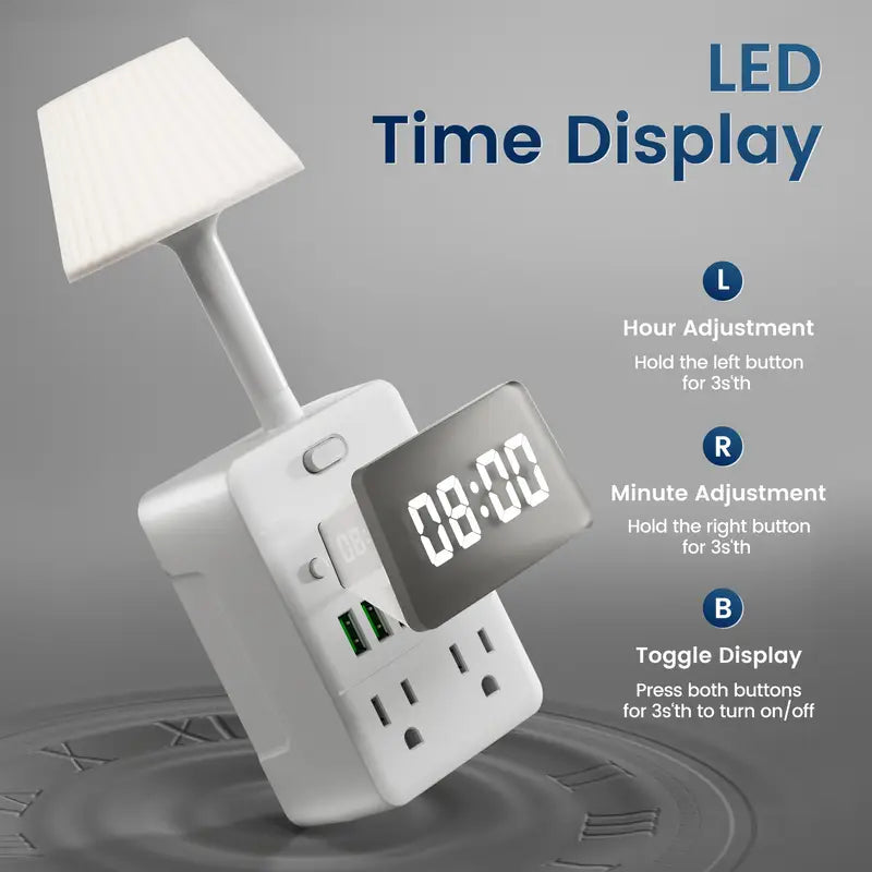 11-in-1 Multifunctional Power Strip with Desk Lamp, Clock, USB Ports & Surge Protection Electronics - Tophatter Daily Deals