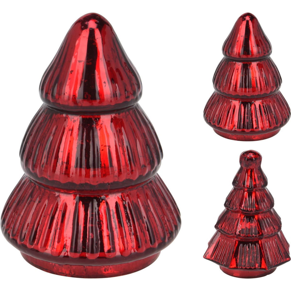Red Glass Christmas Tree | Freestanding Mottled Red Tree Ornament - 13cm Ornament - Tophatter Daily Deals
