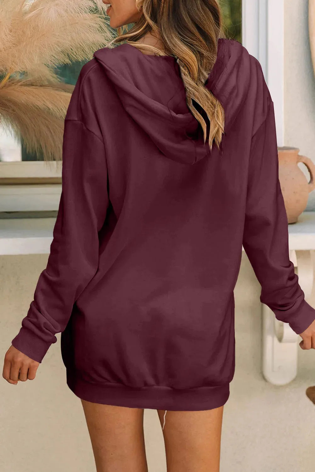 Drawstring Half Zip Hooded Dress Casual Dresses - Tophatter Daily Deals