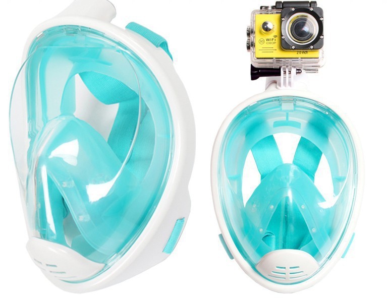 Anti Fog Snorkeling Full Face Mask Silicone Full Dry Diving Goggles With Camera 0 - Tophatter Daily Deals