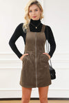 Pocketed Zip Up Wide Strap Mini Dress Casual Dresses - Tophatter Daily Deals