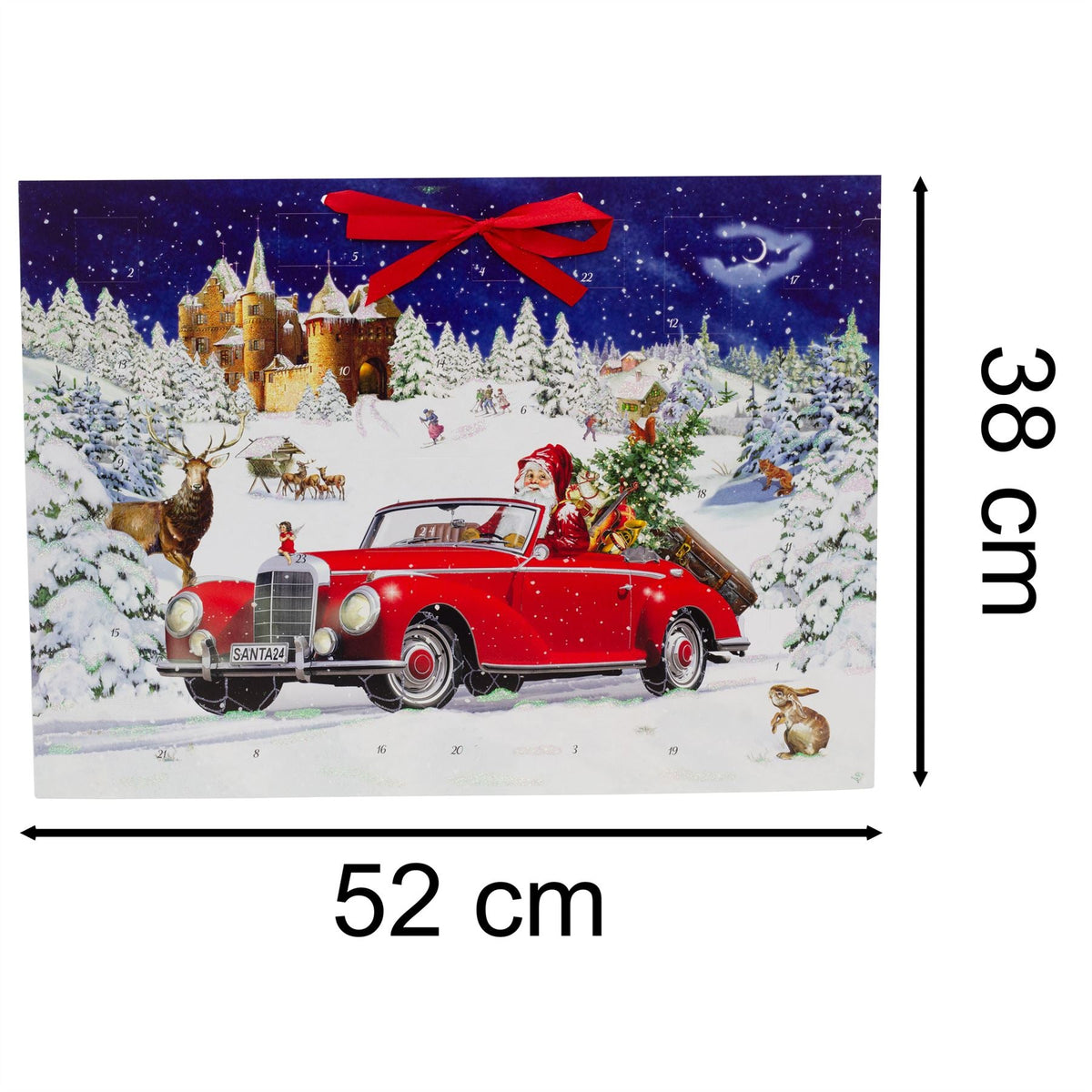 Santa Road Trip Advent Calendar | Father Christmas in Car with 24 Glittery Doors - 52x38cm Advent Calendar - Tophatter Daily Deals