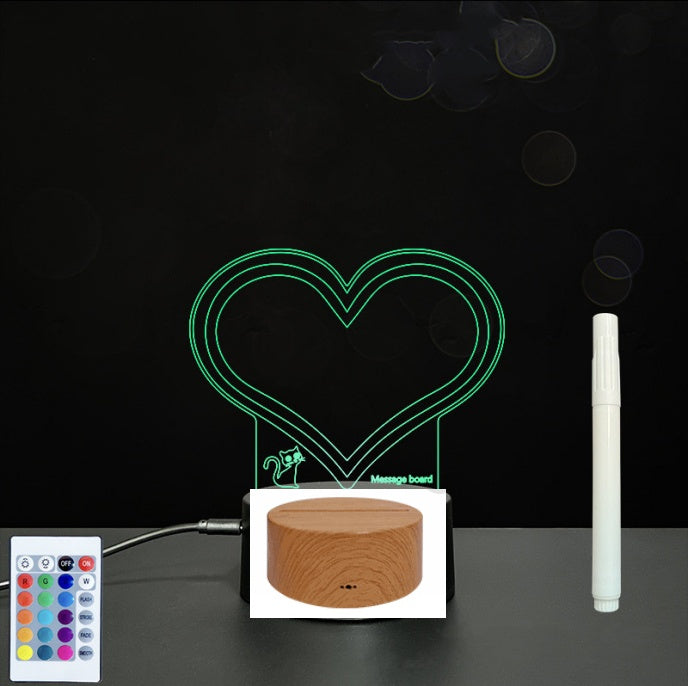 3D Acrylic Board Handwriting Message Board LED Light Style6 Wood grain B 0 - Tophatter Daily Deals