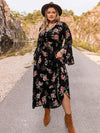 Plus Size Floral Flare Sleeve Dress Casual Dresses - Tophatter Daily Deals