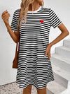 Striped Round Neck Short Sleeve Dress Casual Dresses - Tophatter Daily Deals