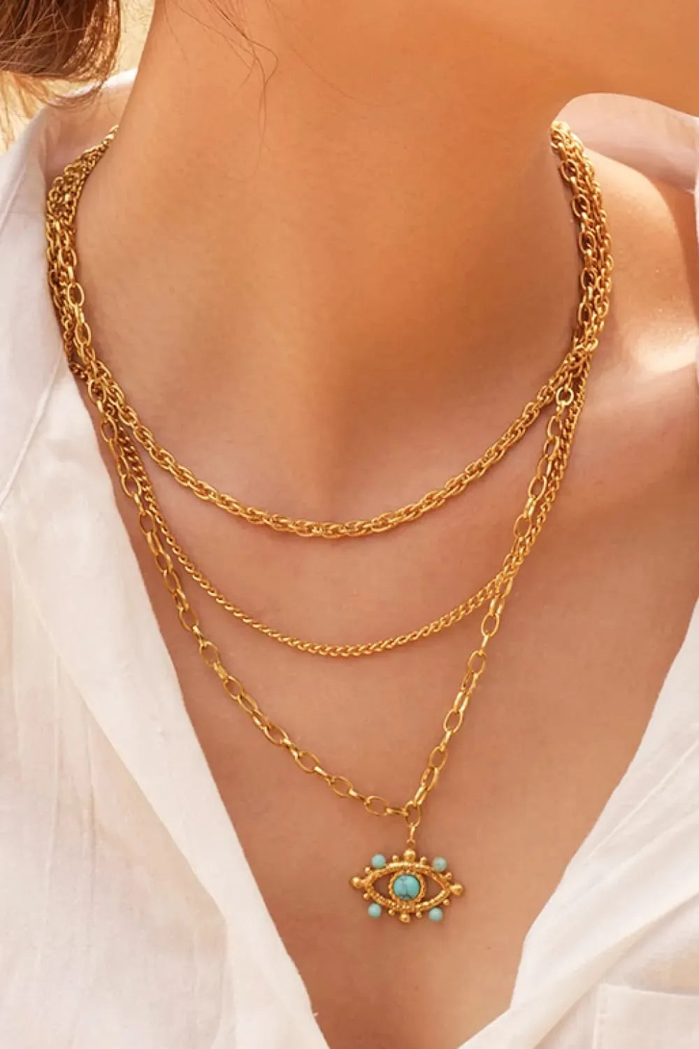 Evil Eye Design Turquoise Pendant Necklace Necklaces - Tophatter Daily Deals