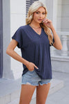 V-Neck Short Sleeve T-Shirt Navy Women's T-Shirts - Tophatter Daily Deals