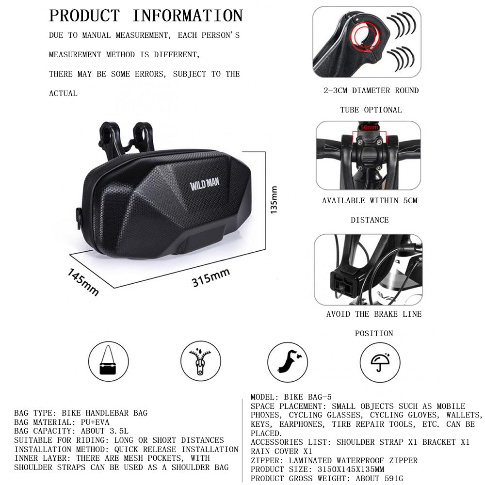 Bicycle Handle EVA Hard Shell Electric Scooter Bag 0 - Tophatter Daily Deals