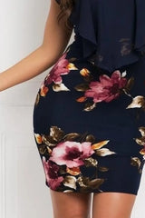 Printed Ruffled Cap Sleeve Mini Dress Casual Dresses - Tophatter Daily Deals