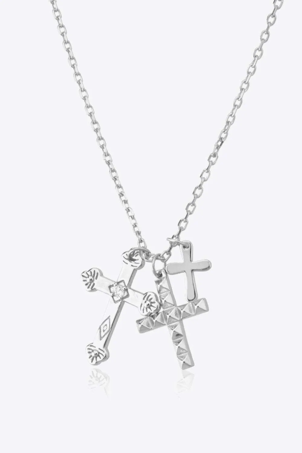 Inlaid Zircon Cross Pendant 925 Sterling Silver Necklace Silver One Size Necklaces - Tophatter Daily Deals