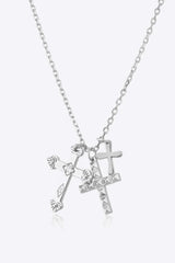 Inlaid Zircon Cross Pendant 925 Sterling Silver Necklace Silver One Size Necklaces - Tophatter Daily Deals