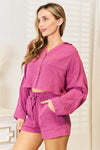 Basic Bae Buttoned Long Sleeve Top and Shorts Set Loungewear Sets - Tophatter Daily Deals