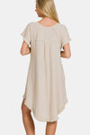 Zenana Fringe Edge High Low Flowy Dress with Pockets Casual Dresses - Tophatter Daily Deals