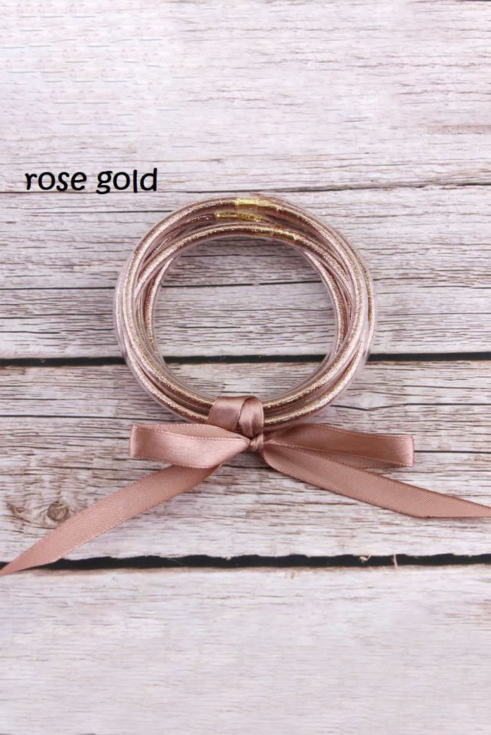 Apricot Glitter Bowknot Layered Jelly Bracelet Bracelets - Tophatter Daily Deals