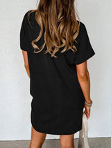 Round Neck Short Sleeve Mini Dress Casual Dresses - Tophatter Daily Deals