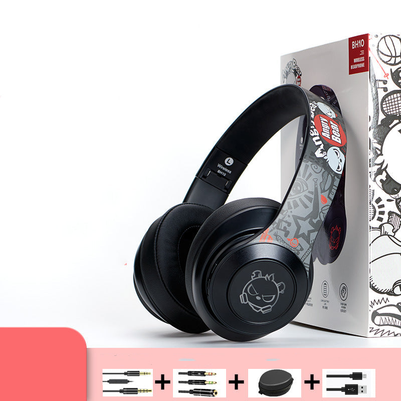 Bluetooth Headset Head-mounted Noise Reduction Foldable Ultra-long Battery Life Men And Women Running Black Learning 0 - Tophatter Daily Deals