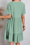 Full Size Ruched V-Neck Short Sleeve Dress Casual Dresses - Tophatter Daily Deals