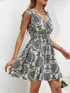 Smocked Printed Surplice Mini Dress Casual Dresses - Tophatter Daily Deals