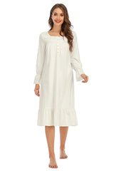 Flounce Sleeve Ruffle Hem Night Dress Sleep Dresses - Tophatter Daily Deals