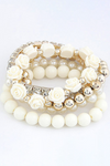 White 5pcs Bohemian Flower Beads Bracelet Bracelets - Tophatter Daily Deals