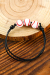 White Baseball Adjustable PU Leather Bracelet Bracelets - Tophatter Daily Deals