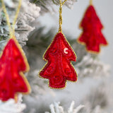 Set of 3 Christmas Tree Hanging Decorations | Red Tree Christmas Tree Baubles Baubles - Tophatter Daily Deals