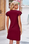 Ruffled Round Neck Cap Sleeve Dress Casual Dresses - Tophatter Daily Deals