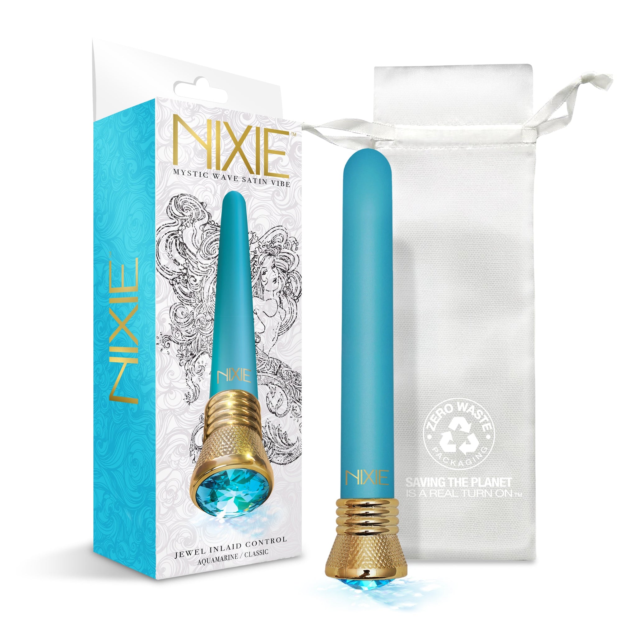 Nixie Jewel Satin Classic Vibe Aquamarine 7 Inch Waterproof G-Spot Vibrator > Vibrators > Standard Vibrators - Tophatter Daily Deals