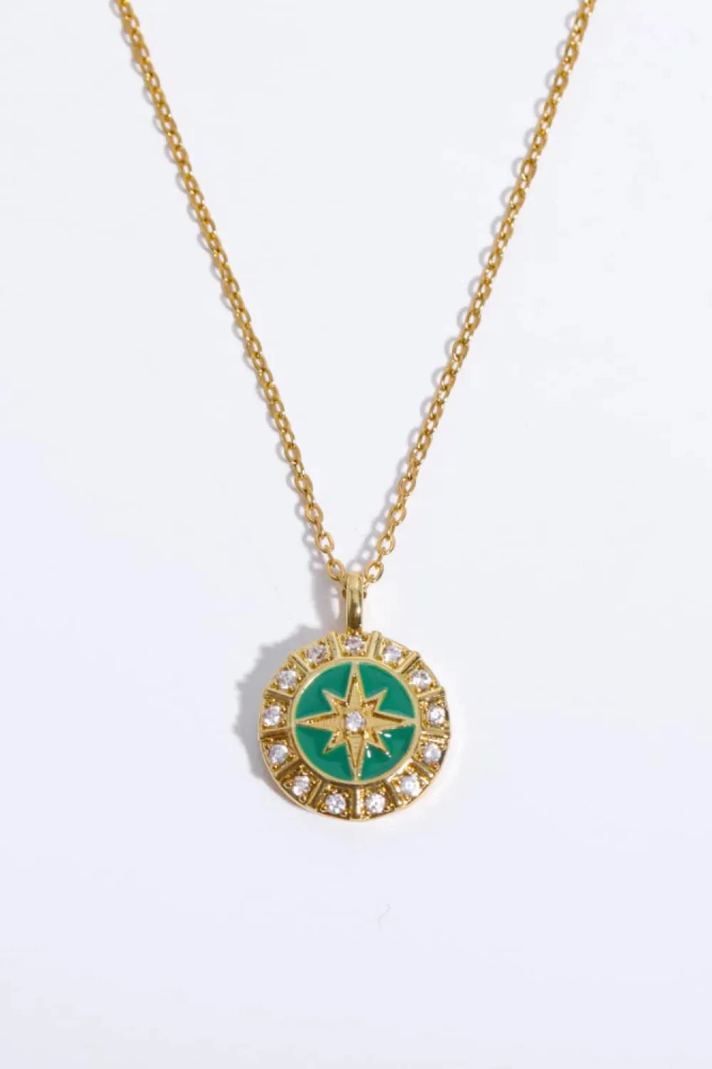 Zircon Decor North Star Pendant Copper Necklace Mid Green One Size Necklaces - Tophatter Daily Deals