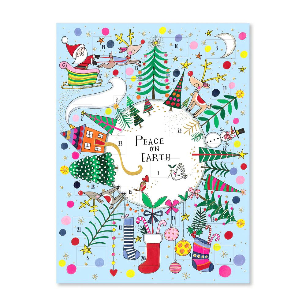 Peace on Earth Christmas Advent Calendar | Santa & Reindeer Christmas Calendar Advent Calendar - Tophatter Daily Deals