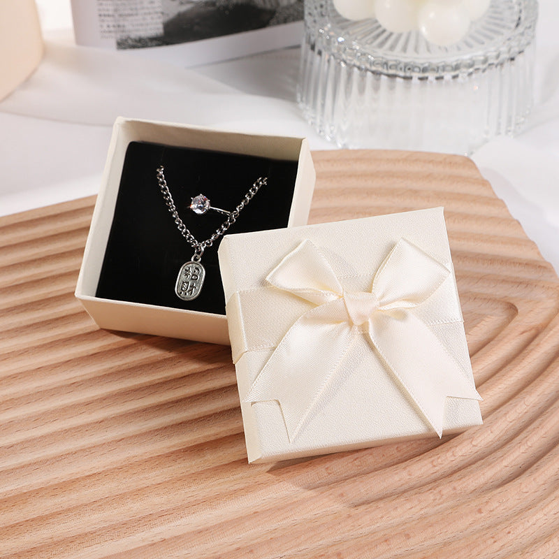 Bow Necklace Earrings Packaging Gift Box Beige7.3x7.3x3.7cm 0 - Tophatter Daily Deals