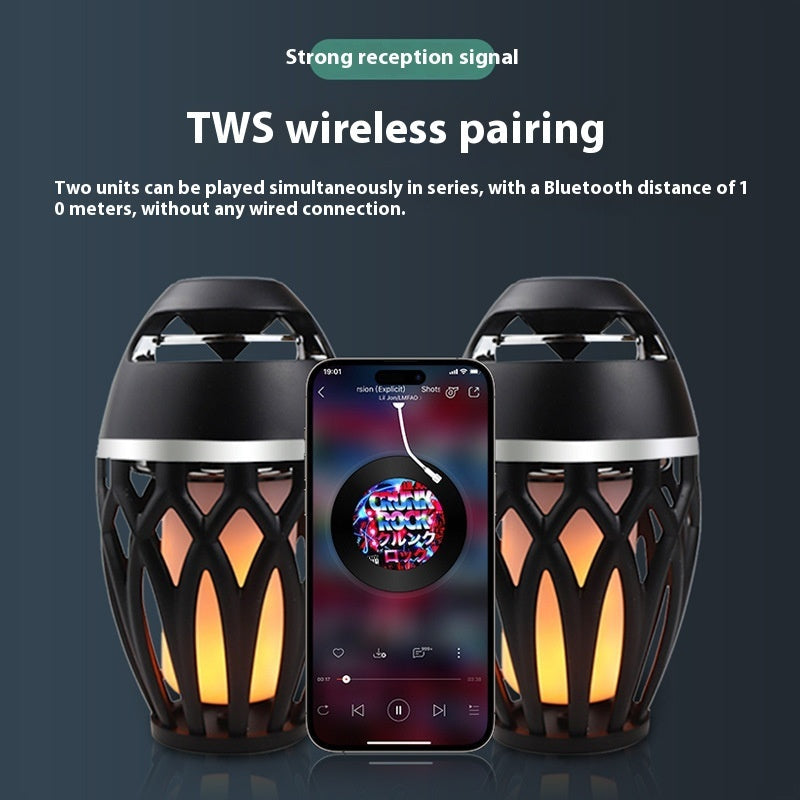 Bluetooth Flame Light Speaker Sound Led Holiday Torch Light Wireless 0 - Tophatter Daily Deals