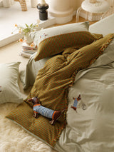 120 Brushed Four-piece Set Embroidered Cotton Quilt Cover Bedding 0 - Tophatter Daily Deals