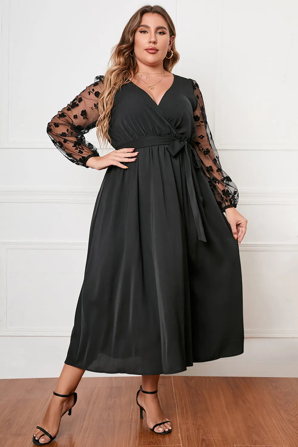 Plus Size Surplice Neck Tied Dress Casual Dresses - Tophatter Daily Deals