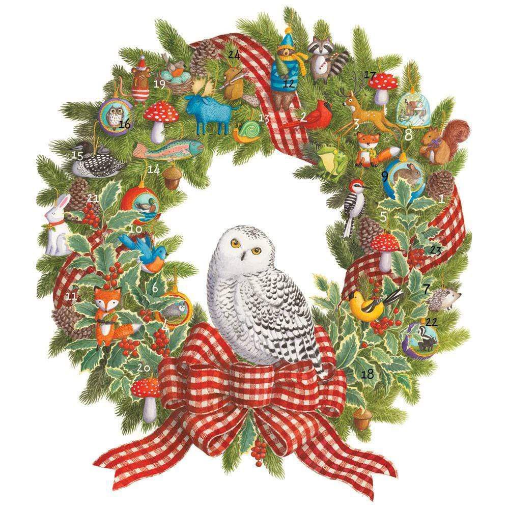 Snowy Owl 3D Christmas Advent Calendar | Christmas Wreath-Shaped Calendar - 33cm Advent Calendar - Tophatter Daily Deals