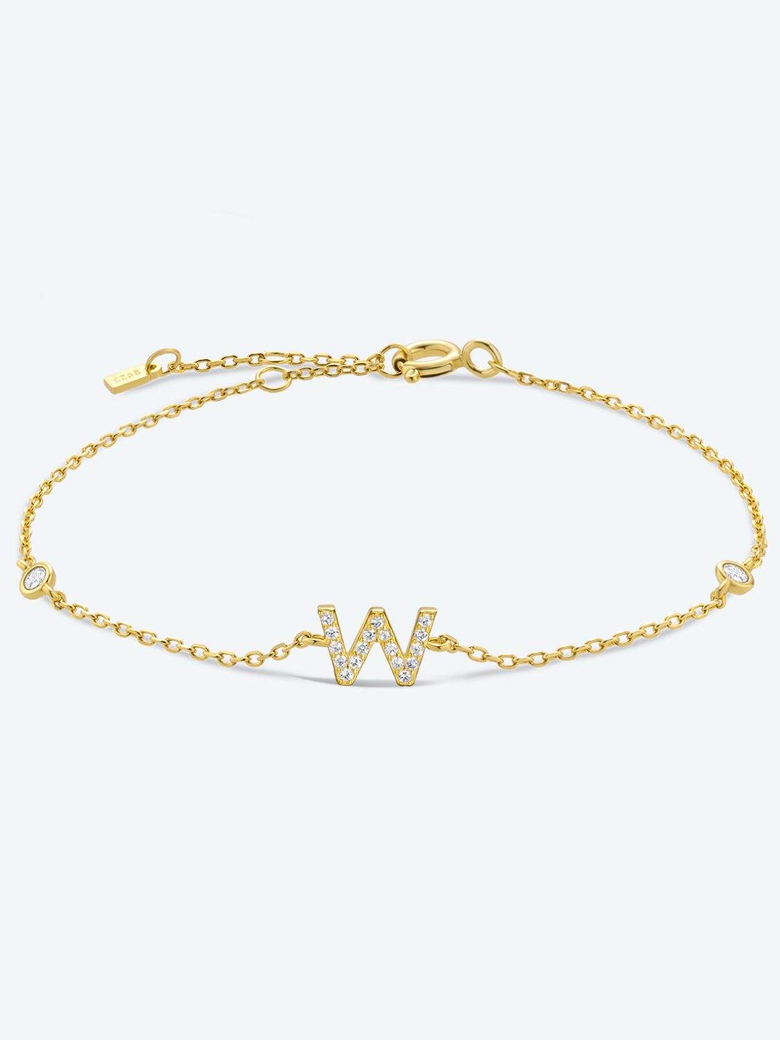 V To Z Zircon 925 Sterling Silver Bracelet W Gold One Size Bracelets - Tophatter Daily Deals