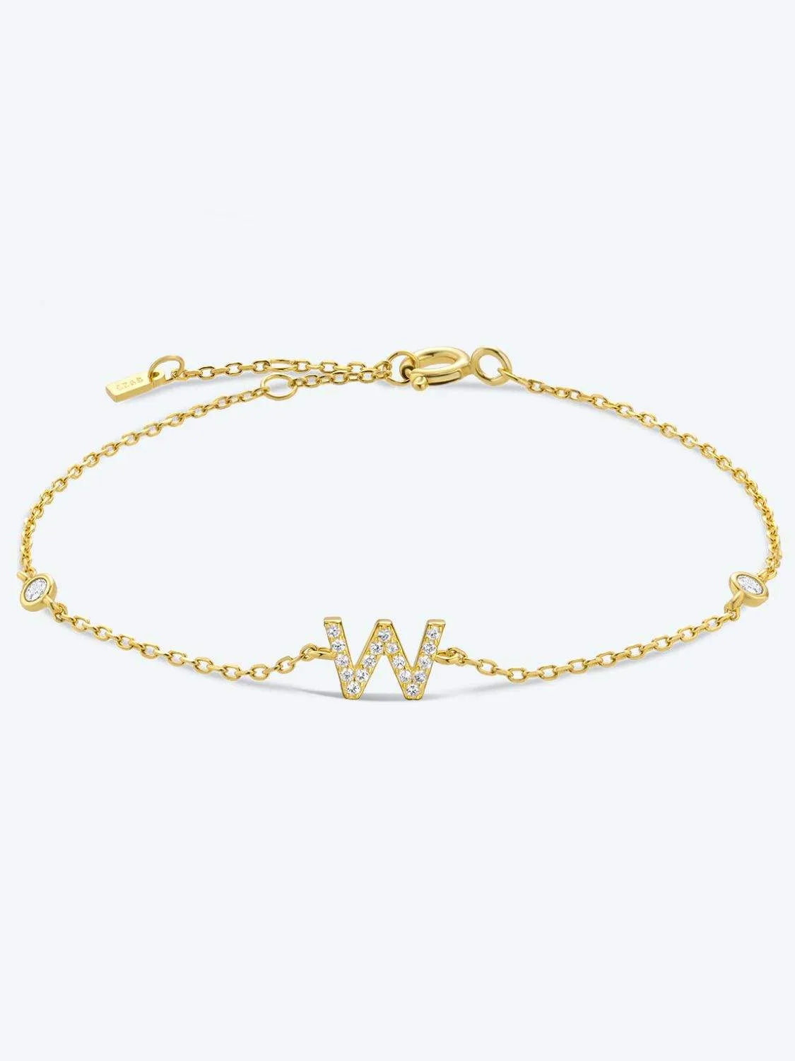 V To Z Zircon 925 Sterling Silver Bracelet W Gold One Size Bracelets - Tophatter Daily Deals