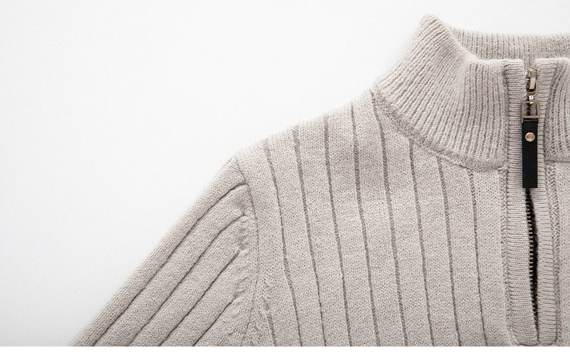 Fitted Men's Half Turtleneck Zip Sweater - Ribbed Knit 3D Changing Face Moving Picture Frame - Tophatter Daily Deals