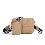 2Pcs Rhombus Shoulder Bag With Wallet Letter Print Wide Shoulder Strap Small Square Bag Large Capacity Cell Phone Crossbody Bags Apricot 4 - Tophatter Daily Deals