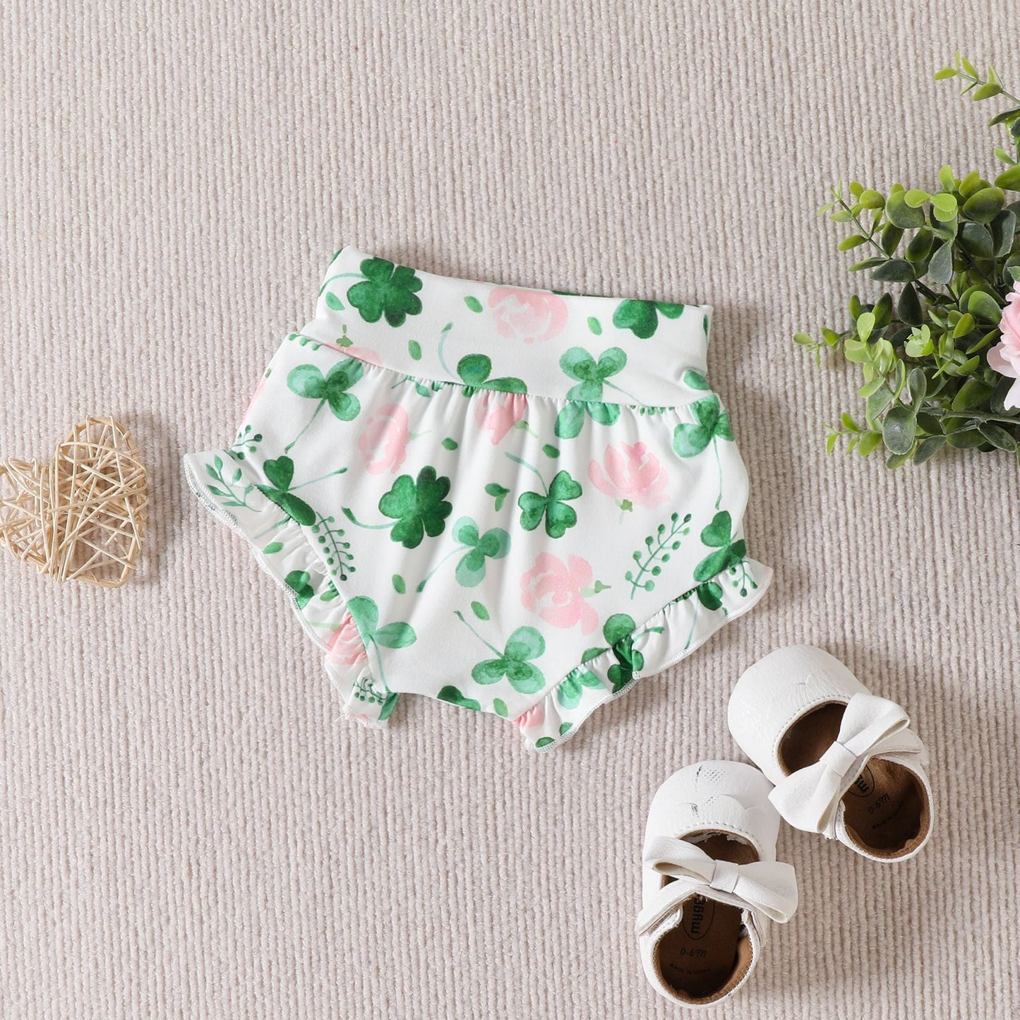 Alphabet Printed Romper Shorts With Three Piece Hair Band 0 - Tophatter Daily Deals