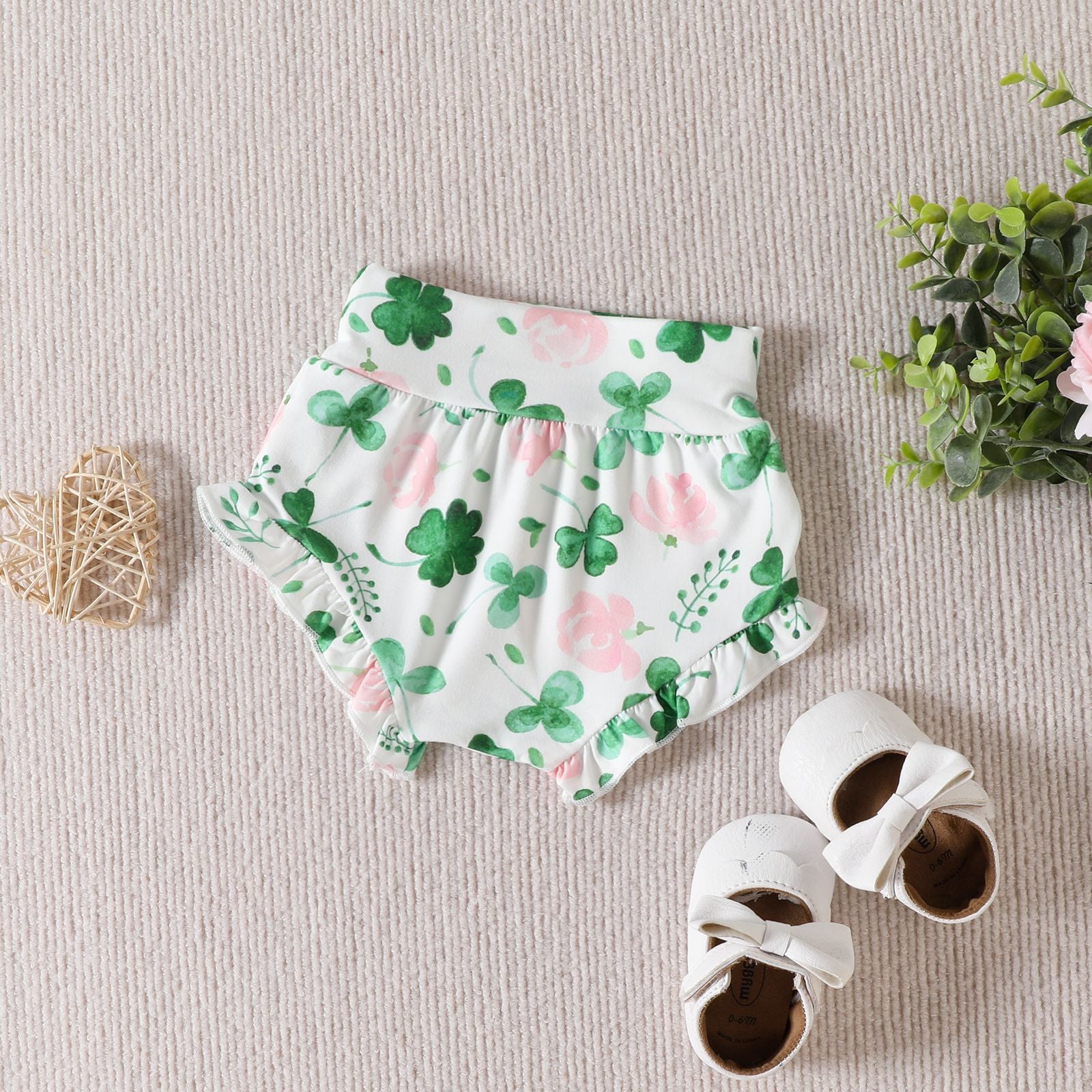 Alphabet Printed Romper Shorts With Three Piece Hair Band 0 - Tophatter Daily Deals