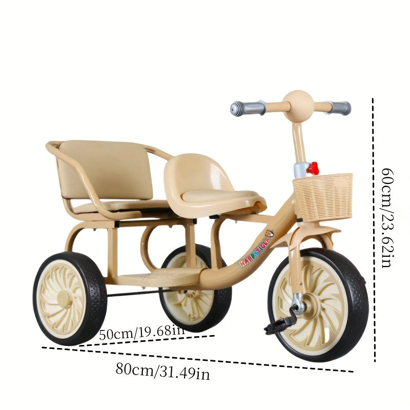 Kids Double Tricycle Pedal Push Ride-On Cart Rocking & Spring Riding Toys - Tophatter Daily Deals