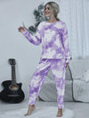 Tie-dye Round Neck Top and Drawstring Pants Lounge Set Loungewear Sets - Tophatter Daily Deals